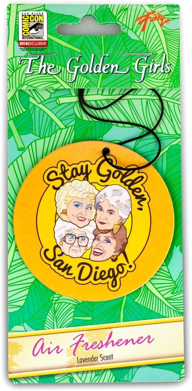 The Golden Girls "Stay Golden, San Diego!" Car Air Freshener | Exclusive Golden Girls Collectible | Sweet Lavender Scent