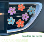 6pcs Flower Car Air Freshener Vent Clips,Purple Orange Blue Daisy Flowers Air Vent Clip Car Accessories for Women 3.3cm/3cm Flower Girly Vehicle Decor,Refillable Diffuser