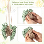 Cute Crochet Plant Car Freshener 12ml Empty Refillable Diffuser Bottle with Plants Hanging Accessories for Rearview Mirror Home Office Decor Women Mother's Day Gifts(Fern)