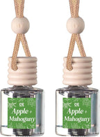 C&E Craft Co Hanging Car Air Freshener Diffuser 2 Pack, Long Lasting Fragrance Oil Car Freshener, Glass Bottle Auto Air Freshener, Made in USA (Apple + Mahogany)