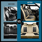 Fit Frontier Car Seat Covers Premium Leather for Nissan Frontier 2009-2025 2026. Waterproof， Breathable, Scratch-Resistant & All-Weather Seat Cushion Protector（Front Seat,Beige&Black