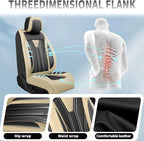 Fit Prius Car Seat Covers for Toyota Prius 2001-2025 2026 -Premium Leather, Waterproof Stain-Resistant, Breathable，All-Weather Seat Cushion Protecto & Airbag Compatible, 2 Front Seat Beige