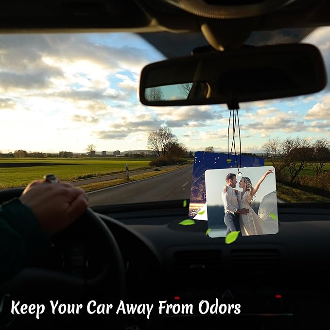 Custom Air Freshener with Picture - Photo Air Freshener for Car,Double-Sided Customized Photo Text, Personalized Gift for Boyfriend Men Car (Square)