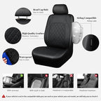 Universal Pu Leather Car Seat Covers Front Seats only, Airbag Compatible, Water-Resistant Durable Premium Vinyl, Fit for 95% Vehicles,Cars,Vans,SUV,Sedans (Luxury 2 PCS All Black)