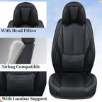 Coverado Universal Seat Covers Front, 2-Pack Universal Seat Covers for Cars, Waterproof Nappa Leather Car Seat Covers with Head Pillow, Auto Protectors Fit for Most Sedans SUV Pick-up Truck-Black