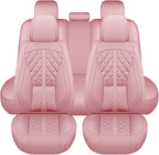 otoez Pink Car Seat Covers Full Set, Leather Seat Cover 5 Seat Waterproof & Breathable Automotive Seat Cushion Protector Full Coverage for Cars Sedens, Trucks, SUVs, Vans (Pink)