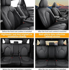AOMSAZTO Custom Fit Car Seat Covers for Toyota Highlander 2020 2021 2022 2023 2024 2025 2026 - (Three-Rows 7 Seats,Second Row Captain Chair) Faux Leather Black