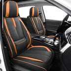 Fit for 98% of Mercedes Benz Car Seat Covers, Premium Nappa Leather Seat Cover, Fully Wrapped Protect Modern Style Seat Cover (2-Seat Standard, Black & Orange)