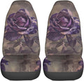 Delerain Car Seat Covers Set 2Pcs, Purple Rose Vintage Universal Front Car Seats Vehicle Enterior Protector Suitable Fits Most Car Auto SUV Sedan Truck