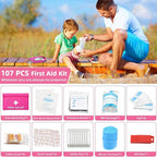 Roadside Emergency Car Kit for Vehicles, Pink Car First Aid Kit Emergency Kit with Jumper Cables, Car Safety Kits, Tow Strap, Tool Kit, Road Trip Assistance for Men, Women, New Driver Gifts