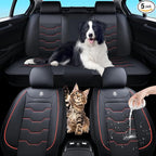 Car Seat Cover Full Set Sets, Universal Car Seat Covers for Cars, Premium Waterproof Leather, Protect & Upgrade Car Interior, Compatible with Airbags, Easy to Install & Clean Up