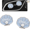 2pcs Seashell Air Vent Clips Car Air Freshener Scallop Beach Ocean Themed Car Interior Decor for Women Light Blue Car Accessories Refillable Diffuser
