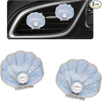 2pcs Seashell Air Vent Clips Car Air Freshener Scallop Beach Ocean Themed Car Interior Decor for Women Light Blue Car Accessories Refillable Diffuser