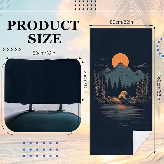 2 Pack Car Towel Seat Covers with Storage Bag, Multifunctional Towel for Gym Outdoor Sport, Picnic, Beach, Pet Dog Travel,Non-Slip Washable Car Seat Protector (Camping)