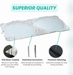 Windshield Sun Shade -Certified 99.87% UVB & 99.02% UVA Car Sun Shade. Award Winning Sunshade - Patented Technology | Compatible for Ford F-250 (2017-2022) | Car Shades by Kinder Fluff