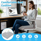 XLarge Seat Cushion, Memory Foam Cushion for Long Sitting Hours on Office Chair, Home & Car, Non-Slip Chair Pad for Relieving Back & Sciatica & Hip & Coccyx Pain (Light Grey)
