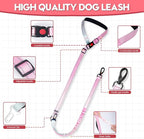 2 Piece Dog Car Seat Belt Harness Retractable Restraint for Car Headrest Adjustable Heavy Duty & Elastic & Durable Dog Car Seat Belt (Pink)