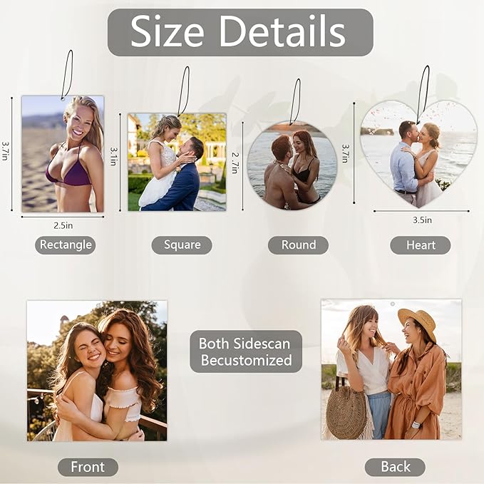 Custom Air Fresheners with Picture, Personalized Photo Air Freshener for Car Wardrobe Bathroom Hanging Ornaments (Square-)