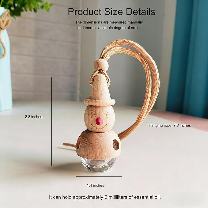 2 Pack Car Air Freshener Diffuser Hanging, Refillable Essential Oil Bottle with Wooden Cap, Long Lasting Drift Car Air Freshener for Women Men - Car Accessories-A1
