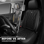 CAR PASS Thick Foam 3D Air Mesh Leather Car Seat Covers Front Seats Only, Luxury Breathable Premuim PU Leather Two Front Seat Covers,Airbag Compatible Universal Fit for 95% Sedan Van Truck SUV, Black