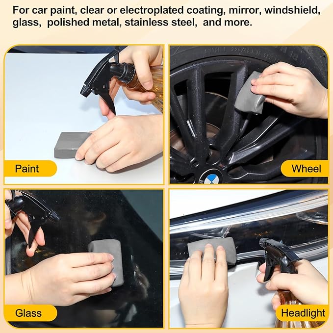 Car Clay Bar 4 Pack 400g, Premium Grade No Scratch Magic Clays Bars Detailing Cleaner Kit Glass Deatil Cleaning with Washing and Adsorption Capacity for Auto SUV,RV,Truck