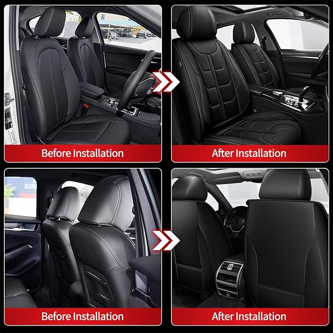 TTX LIGHTING Car Seat Covers fit for Toyota Corolla 1994-2019 Front Seat: Premium Leather Automotive Seat Cover with Airbag Compatible Waterproof (2 Seats, Black)