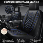 CAR PASS 3D Foam Faux Leather Car Seat Covers Front Seats,Waterproof Leather Front Seat Cover for Car,Universal Fit for SUV Truck Sedan Automotive,Armrest Airbag Compatible Anti-Slip, Black and Blue