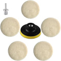 IPELY 7 Pcs 3 Inch Wool Polisher Buffing Wheel Small Buffing Pads for Drill Buffer Attachment with M10 Drill Adapter