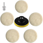 IPELY 7 Pcs 3 Inch Wool Polisher Buffing Wheel Small Buffing Pads for Drill Buffer Attachment with M10 Drill Adapter