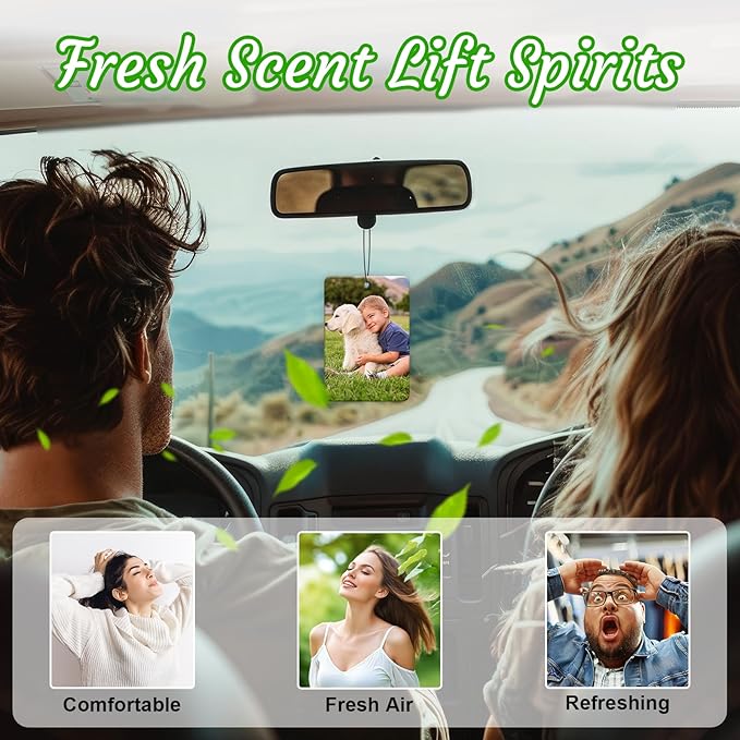 3-500Pcs Custom Air Fresheners with Picture - Personalized Double Sided Photo Text Logo Air Freshener for Car Hotel Business Event Promotion (General, Rectangle)