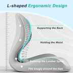 Seat Cushion for Office Chair and Car, Lumbar Support Pillow for Office Chair, Memory Foam Ergonomic Seat Cushion for Long Sitting, Back & Tailbone Pain, Sciatica - Light Gray