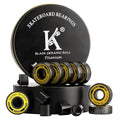 ABEC 9 Skateboard Bearings - Premium 608rs Ceramic Ball Bearings with Titanium Coating - Fast Spin Longboard Bearings Set (8-Pack + Washers + Spacers)