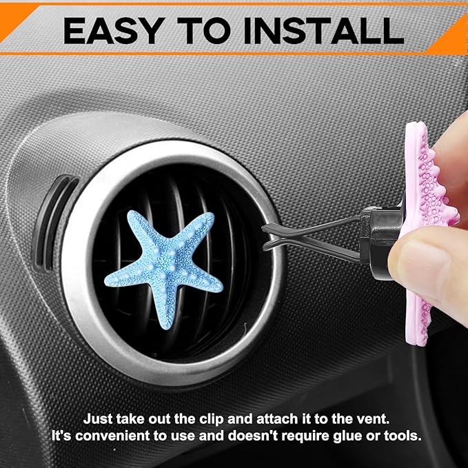 5PCS Seashell and Starfish Car Air Vent Clips, Colorful Ocean Series Car Air Freshener Diffuser, Beach Theme Car Interior Decoration Accessories (No Aromatherapy Tablets)
