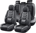 Coverado Car Seat Covers Full Set, Seat Covers for Cars, Front Seat Covers and Back Seat Cover Waterproof Leather Automotive Seat Cover Universal Car Interior Protectors Cushion for Most Cars