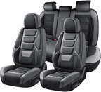 Coverado Car Seat Covers Full Set, Seat Covers for Cars, Front Seat Covers and Back Seat Cover Waterproof Leather Automotive Seat Cover Universal Car Interior Protectors Cushion for Most Cars