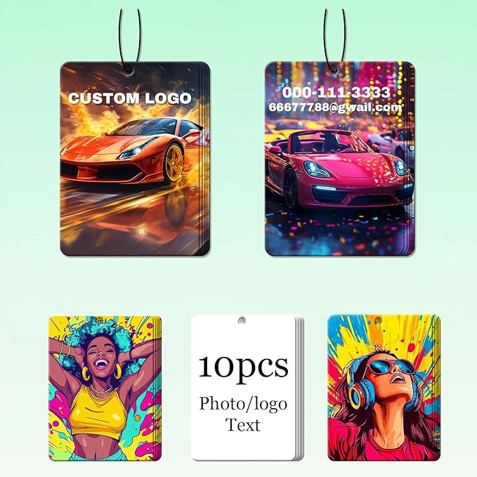 10-1000Pcs Custom Air Fresheners with Picture Double Sided Personalized Photo/Logo Air Freshener for Car Personalized gift for Company Branding Business Events Store Promotion