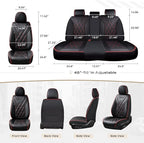 Coverado Car Seat Covers, Front Covers for Cars, Car Seat Cover Front Seats, Automotive Seat Cover, Waterproof, Leather Car Seat Cushion, Universal Interior Seat Protectors for Most Cars Black-Redline