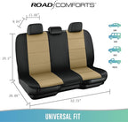 Road Comforts Car Seat Cover, Leather Full Set Car Seat Cover, Automotive Front Rear Seat Covers, Airbag Compatible Universal Fit for Most Cars (Beige)
