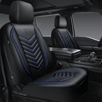CAR PASS 3D Foam Faux Leather Car Seat Covers Front Seats,Waterproof Leather Front Seat Cover for Car,Universal Fit for SUV Truck Sedan Automotive,Armrest Airbag Compatible Anti-Slip, Black and Blue