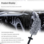 Car Wheel Cleaner Brush, Soft Microfiber Wheel Rim Cleaner, Non Scratch Car Detailing Brush, Highly Water Absorption & Removable Tire Brush, Vehicle Rim Wash Tool (Grey)