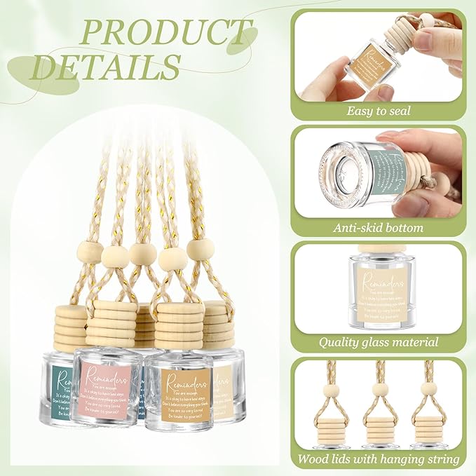 36 Pcs Employee Appreciation Gifts Bulk Empty Glass Essential Oil Diffuser Car Air Freshener Diffuser Hanging Ornament for Coworkers Office Staff