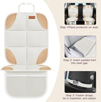SMART ELF Car Seat Protector, 2Pack Seat Protector Protect Child Seats with Thickest Padding and Non-Slip Backing Mesh Pockets for Baby and Pet,Sedan SUV Truck (Beige Brown)
