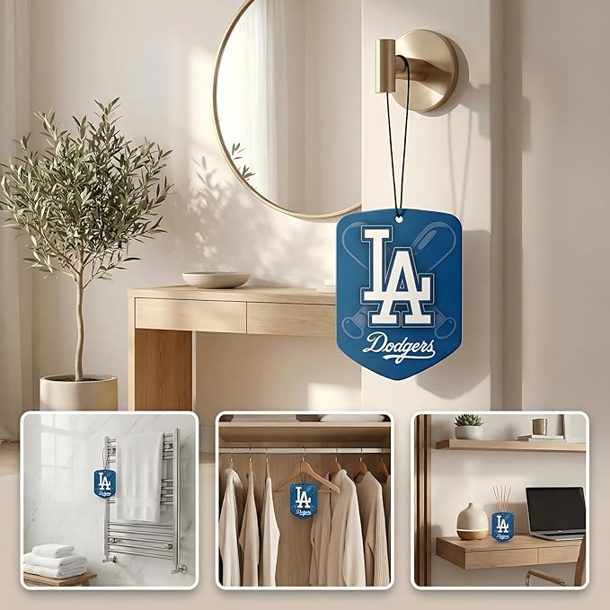 ‌MLB Los Angeles Dodgers Car Air Freshener - Team Logo Scented Hanging Air Freshener, Blue Shield Design with "LA Dodgers" Logo, Sports Fan Auto Fragrance for Cars, Trucks, Home (2 Pack)