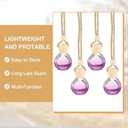 uxcell 8pcs Hanging Car Air Freshener Perfume Bottle, 10ml Pendant Empty Clear/Purple Glass Essential Oil Aromatherapy Diffuser with Wooden Cap for Car Decor (Clear/Purple, Round)