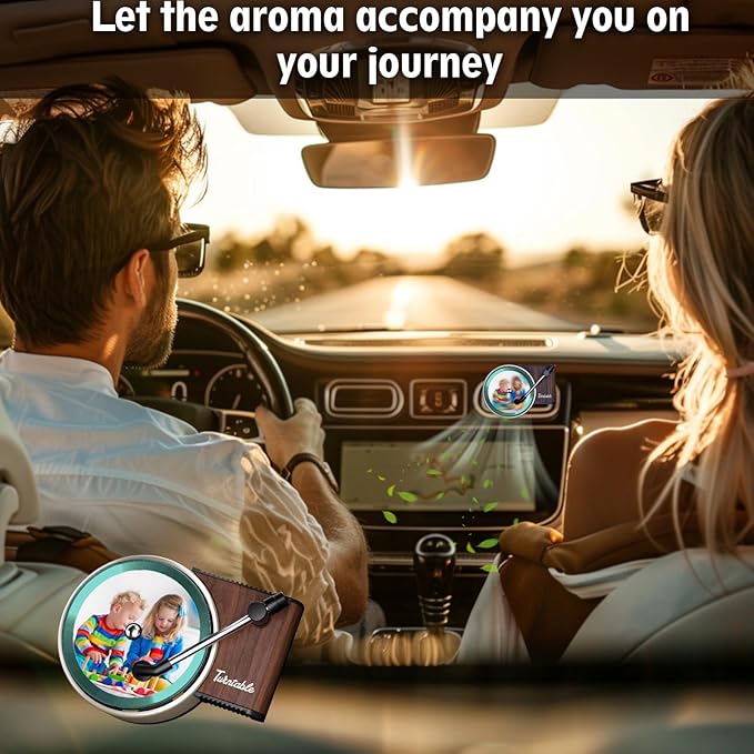 WOCOCN Customized Photo Car Air Freshener, Double-Sided Record Player Design, Unique Turntable Vinyl Shape,Meaning Gifts for Dad, Mom, Friends, Colleagues（9pcs）