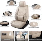 Car Seat Covers Full Set Custom Fit for Ford Edge 2007-2025 2026 - Luxury Faux Leather with Lumbar Support, Waterproof, Breathable, Anti-Slip, Easy to Install (Beige,Full Set)