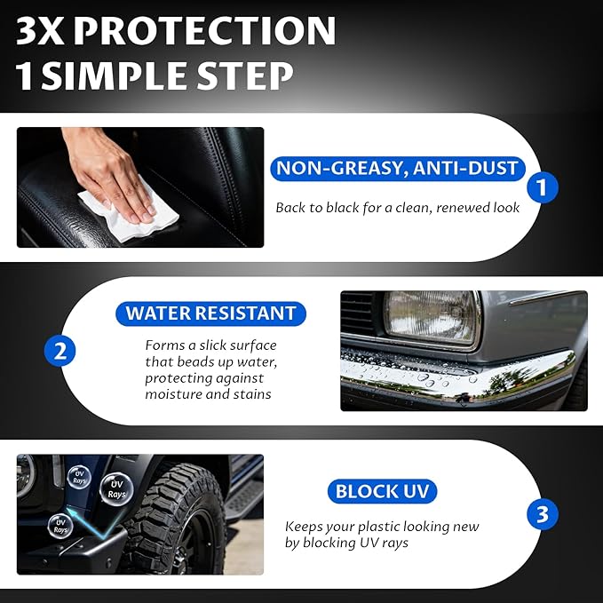 Back to Black Plastic Restorer with Ceramic Coating, UV Protection & Carnauba Wax | Restores Plastic Trim, Bumpers & Vinyl | 10oz Long-Lasting Spray Non-Greasy Formula for Interior & Exterior