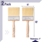Bates- Deck Stain Brush, 4 Inch, 2 Pack, Wooden Handle, Stain Brushes for Wood, Deck Brush, Large Paint Brushes