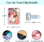 Custom Rhinestone Car Vent Clip Air Freshener with Photo – Personalized Acrylic Picture Frame for Car Interior Decoration Accessories, Rectangular Shape (Pink, One Size)