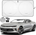 Autoamerics 1-Piece Windshield Sun Shade Foldable Car Front Window Sunshade for Most Sports Cars SUV Truck - Best Heat Shield Reflector Cover - Blocks Max UV Rays & Keeps Your Vehicle Cool - Small Fit
